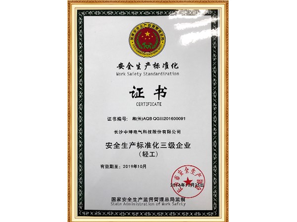 Safety Production Standardization Certificate